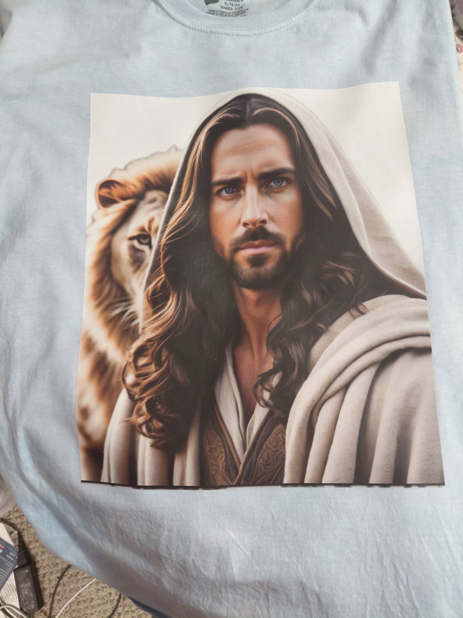 Jesus and lion portrait shirt